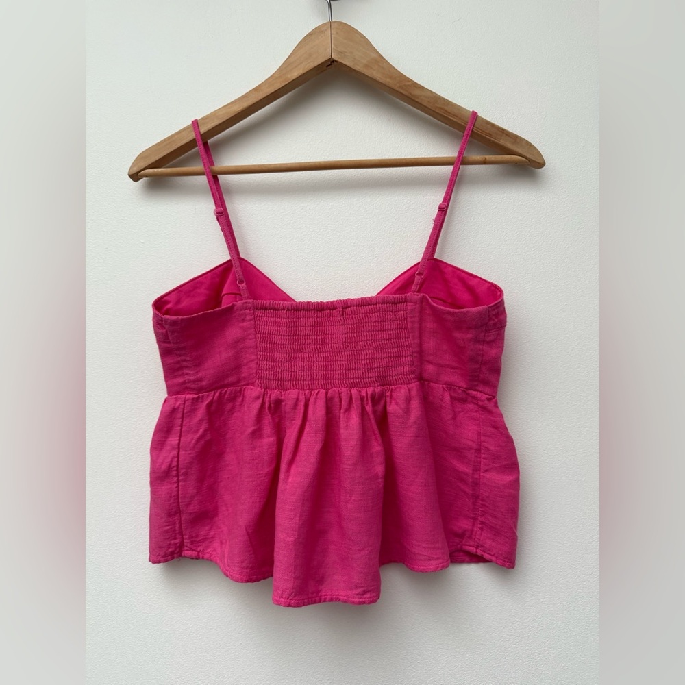 American Eagle Linen Blend Pink Peplum Babydoll Camisole Festival Tank Pink Boho - Picture 3 of 7